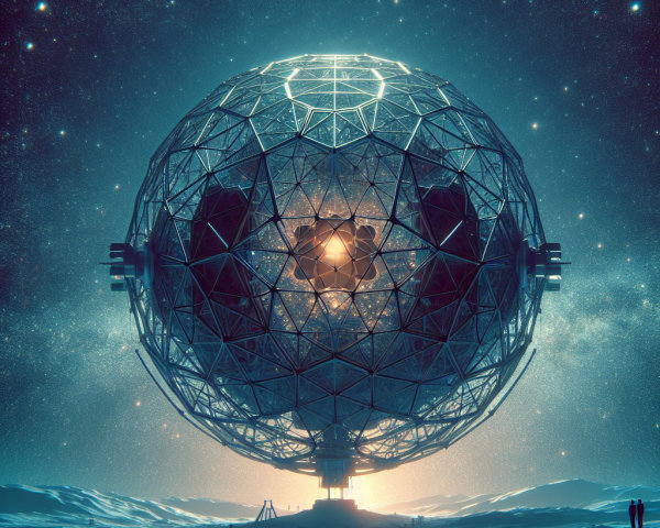 Futuristic Geodesic Dome in Cosmic Landscape