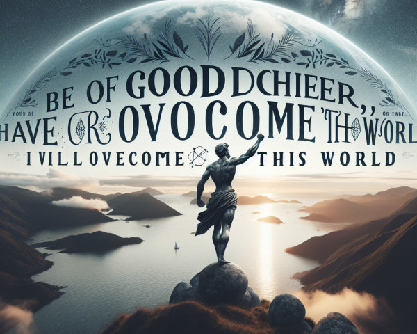 Majestic landscape with celestial body and hopeful message