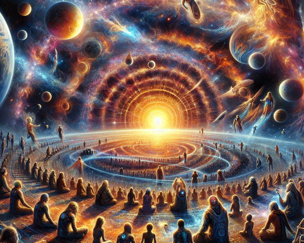 Cosmic Digital Painting of Celestial Gathering Scene
