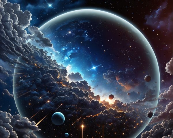 Vibrant Cosmic Scene with Planets and Comets