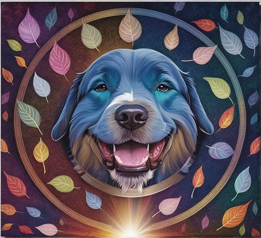 Vibrant Artistic Representation of a Smiling Dog
