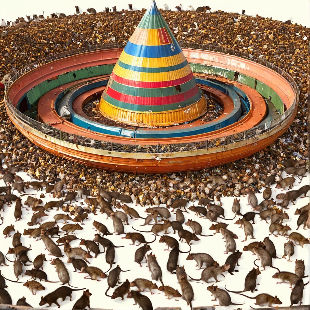 Colorful Cone Structure Surrounded by Scattered Debris