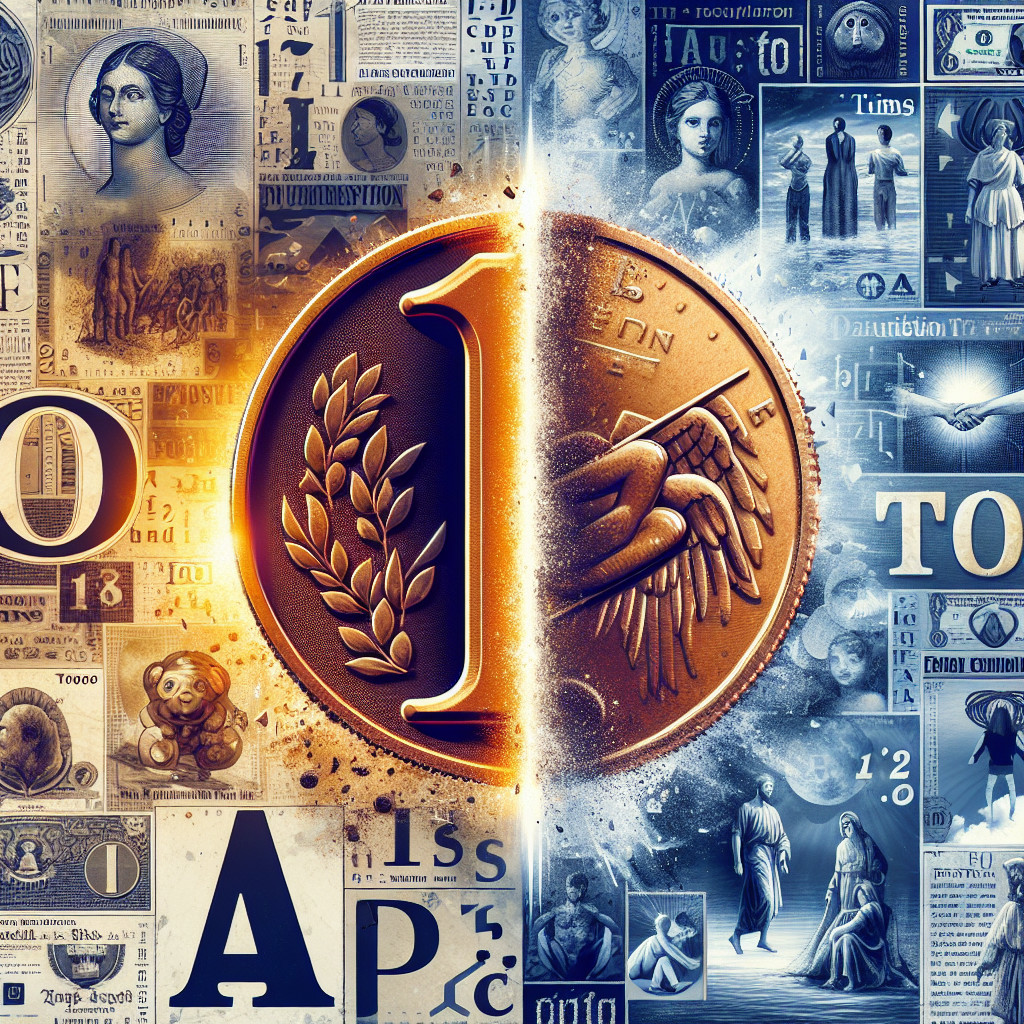 Bronze Coin Surrounded by Historical Illustrations