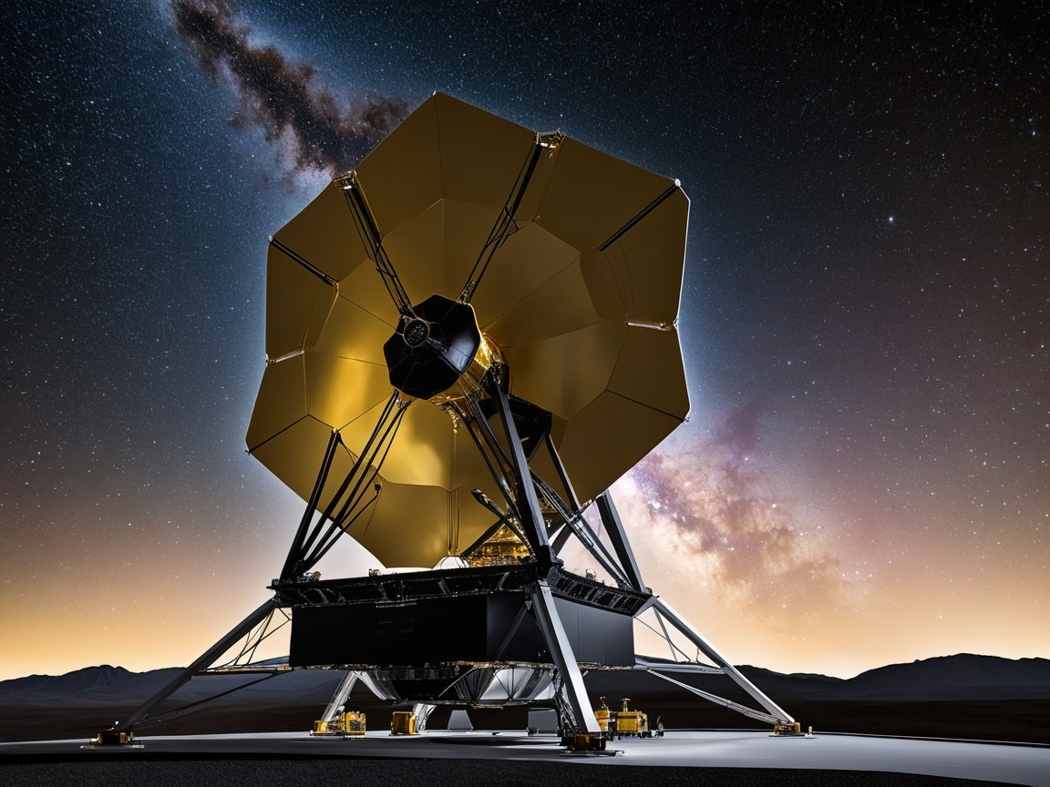 Futuristic Space Observatory Under Starry Sky