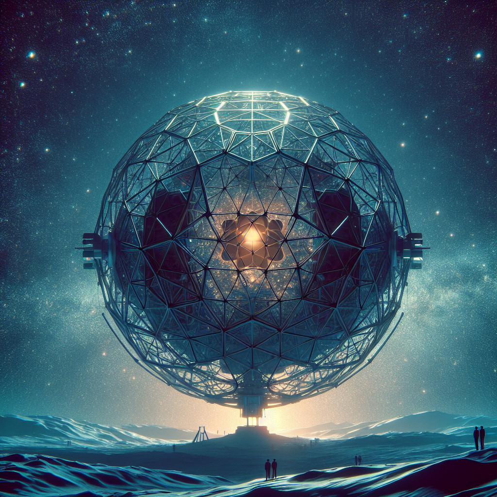 Futuristic Geodesic Dome in Cosmic Landscape