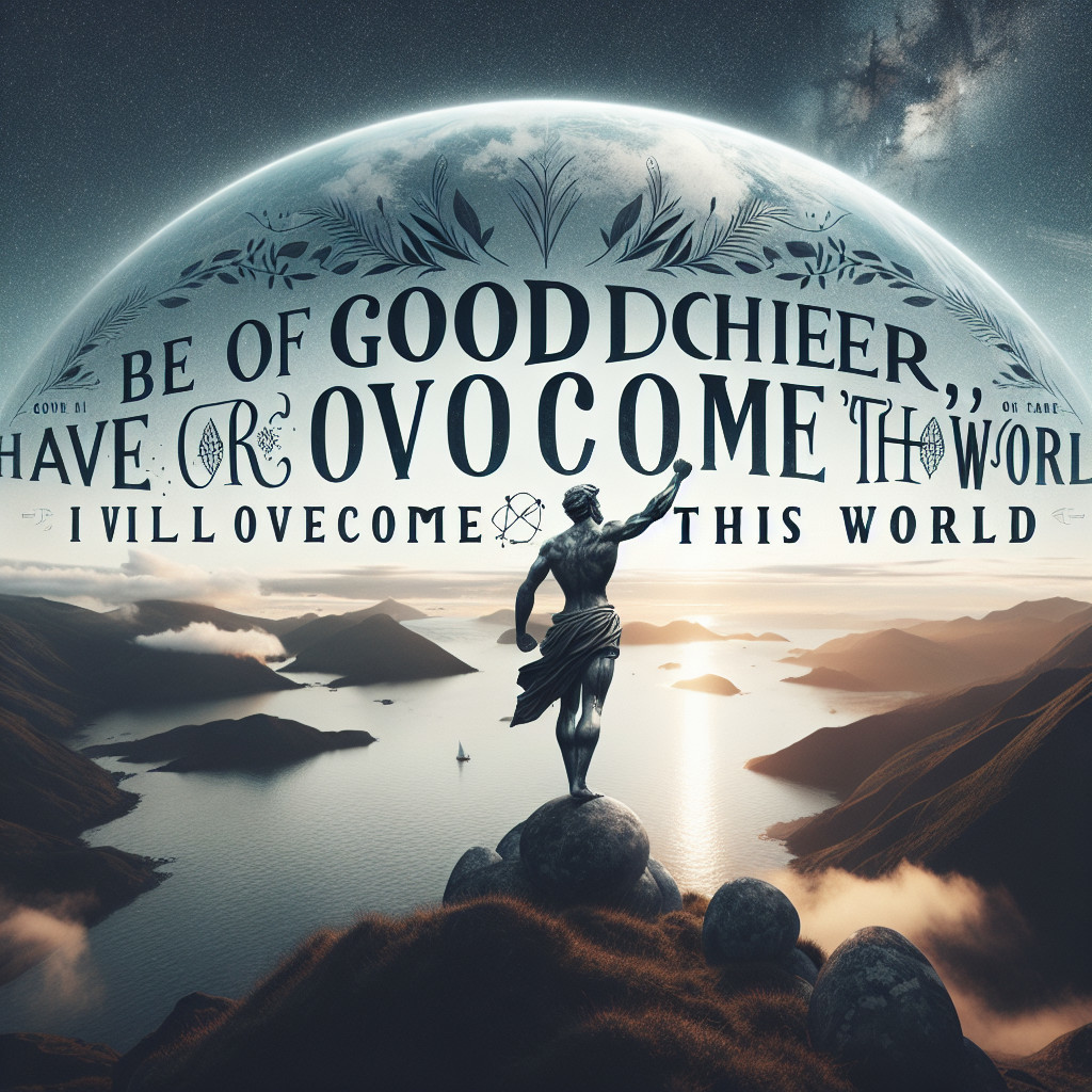 Majestic landscape with celestial body and hopeful message
