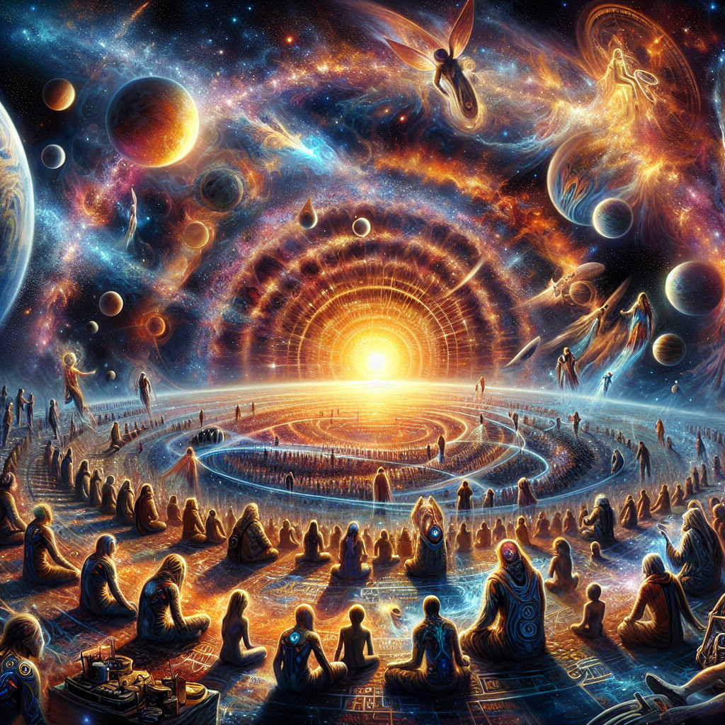 Cosmic Digital Painting of Celestial Gathering Scene