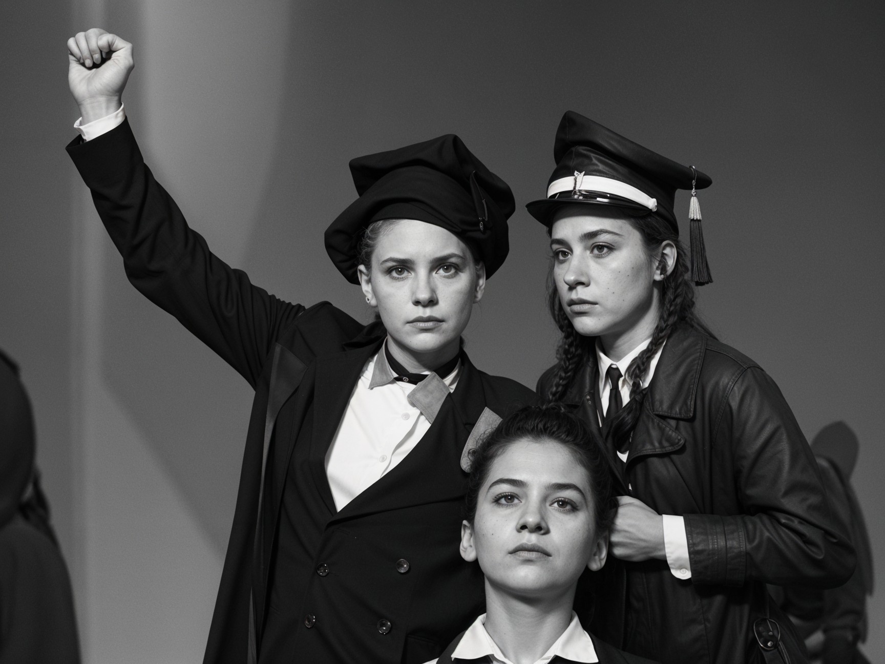 Women in Formal Attire Expressing Empowerment and Unity