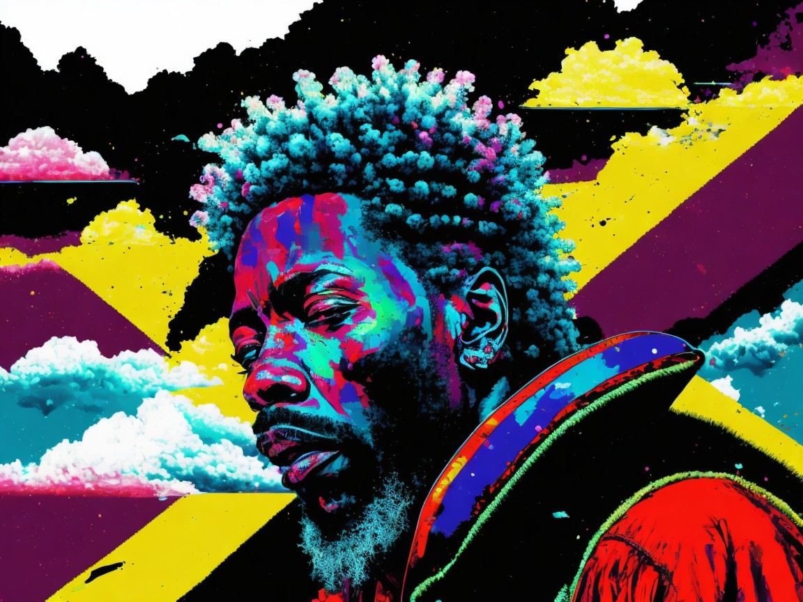 Vibrant Stylized Portrait of a Man with Bold Colors