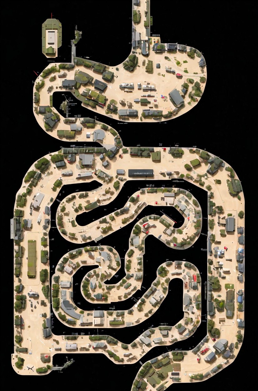 Aerial View of an Intricate Racing Track Layout