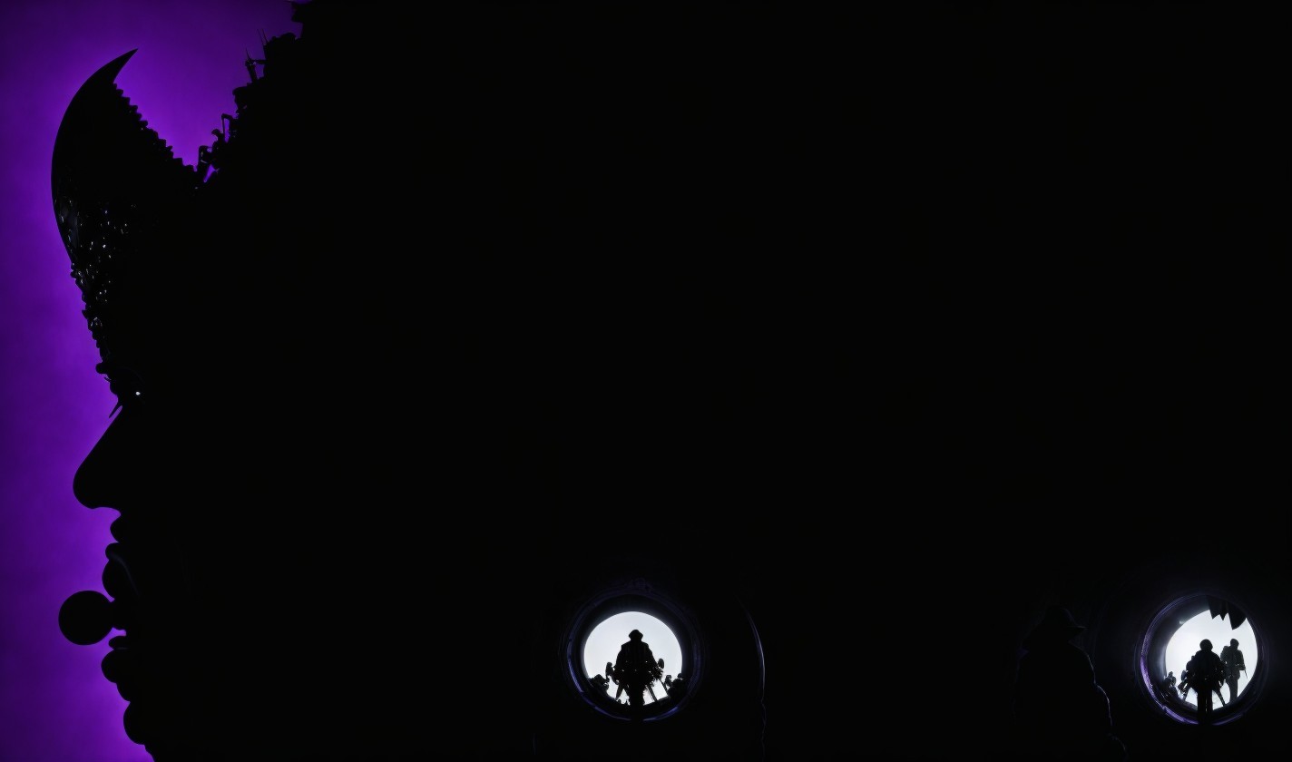 Dark Silhouettes Against Vibrant Purple Background