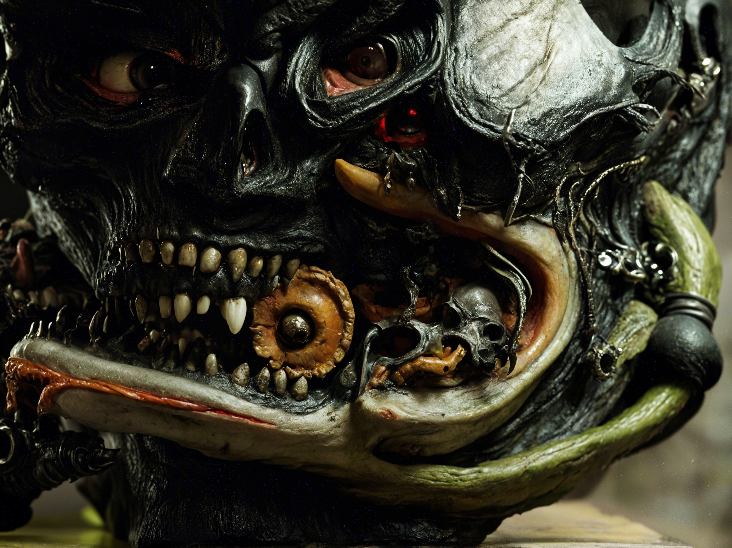 Surreal Skull Sculpture with Grotesque Details