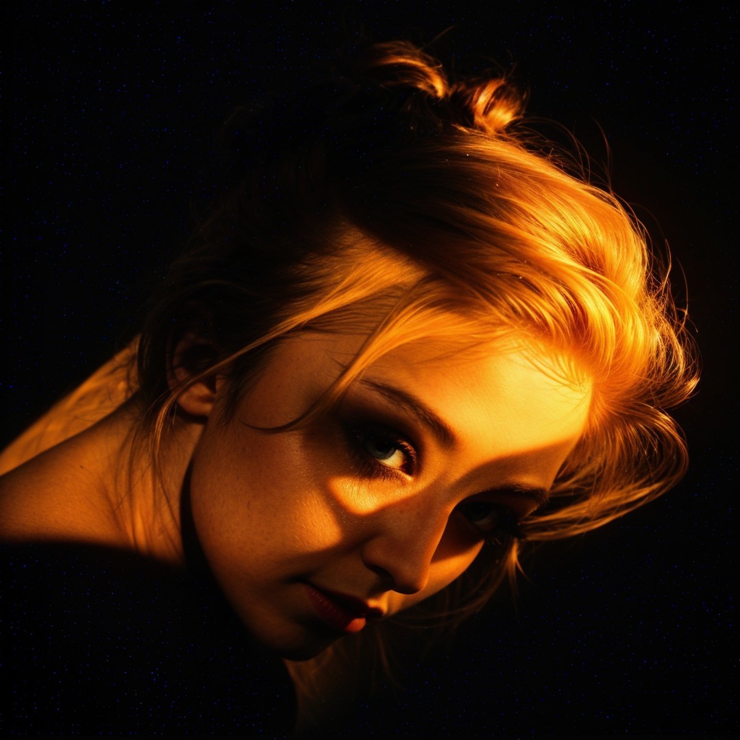 Close-Up Profile of Young Woman with Golden Hair
