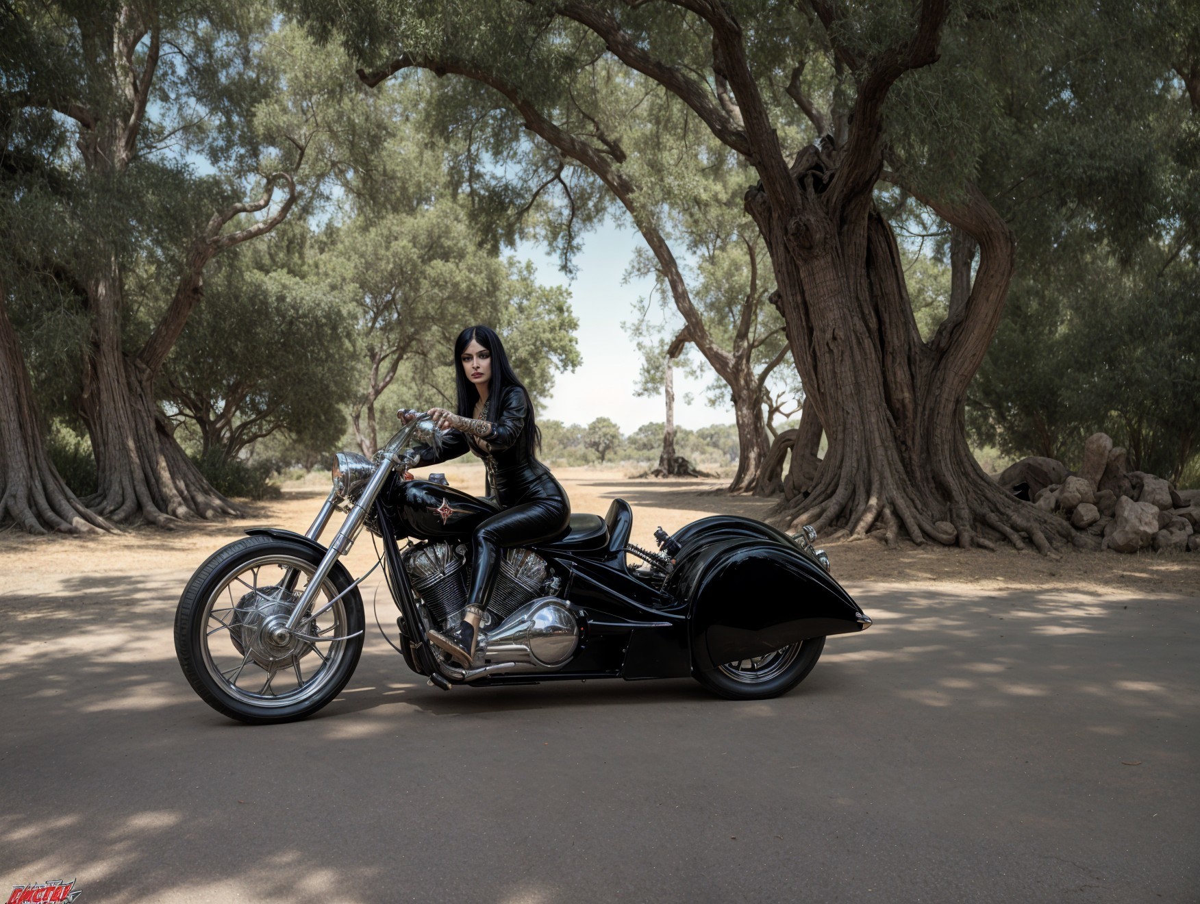 Confident Rider on Classic Motorcycle in Natural Setting
