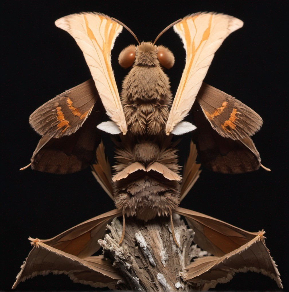 Close-up of a moth with vibrant, patterned wings