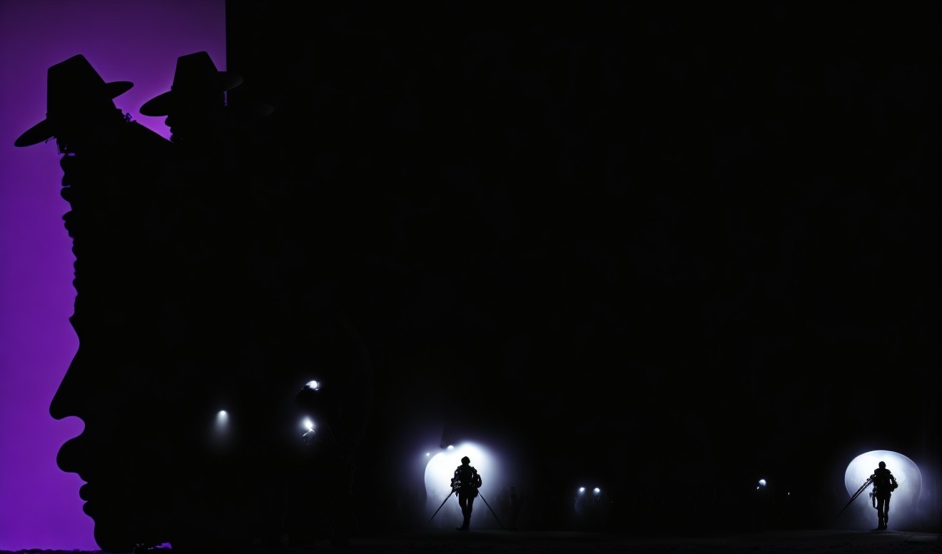 Contrast of Light and Shadow with Silhouetted Figures