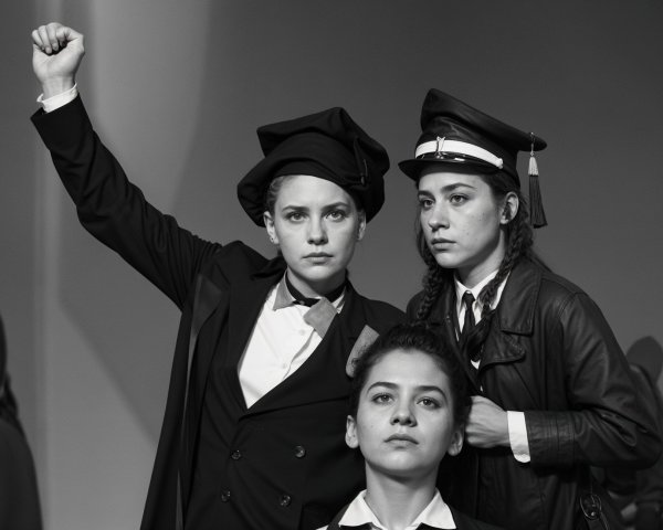 Women in Formal Attire Expressing Empowerment and Unity