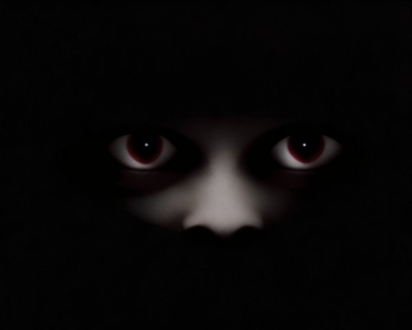 Eerie Glowing Red Eyes in Dark Mysterious Setting