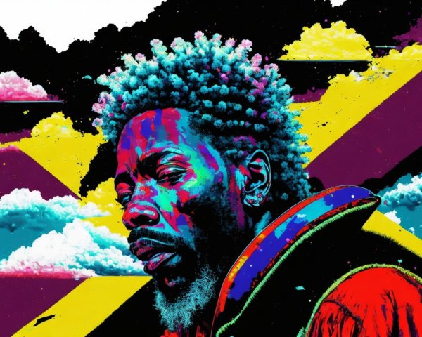 Vibrant Stylized Portrait of a Man with Bold Colors