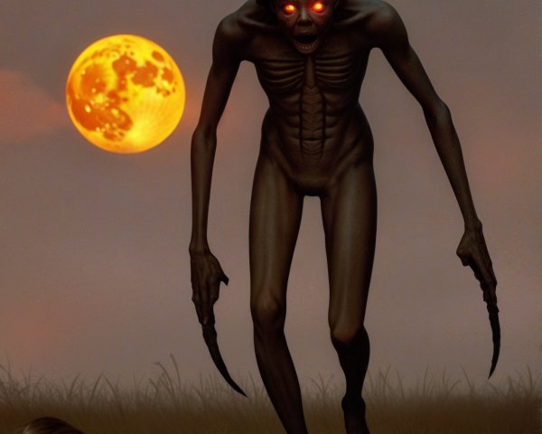 Woman Sleeping in Field with Ominous Figure Behind