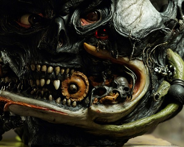 Surreal Skull Sculpture with Grotesque Details