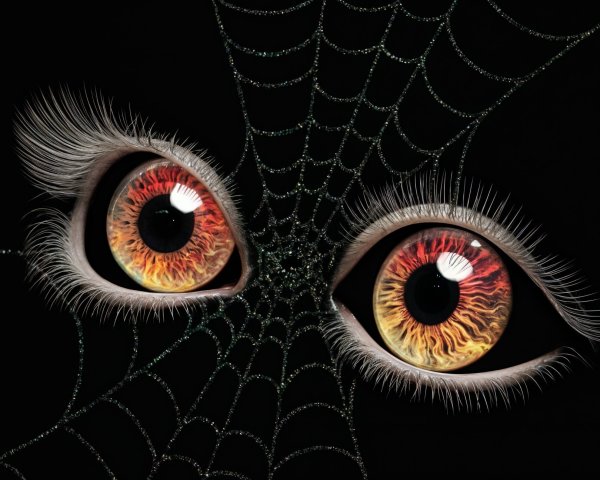 Vivid Fiery Eyes with Spider Web Details
