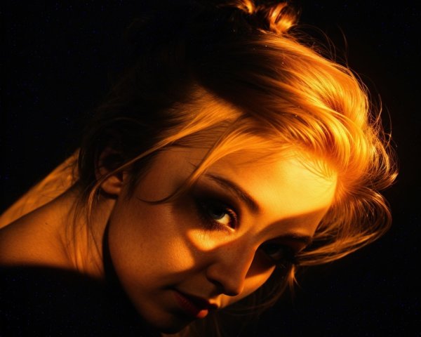 Close-Up Profile of Young Woman with Golden Hair