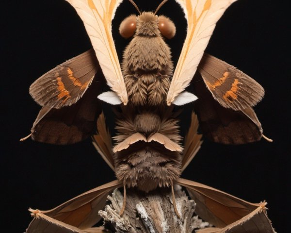 Close-up of a moth with vibrant, patterned wings