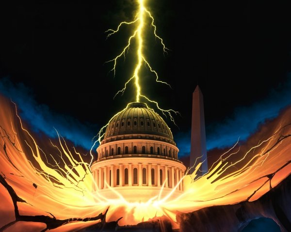 Dramatic Scene of U.S. Capitol and Washington Monument