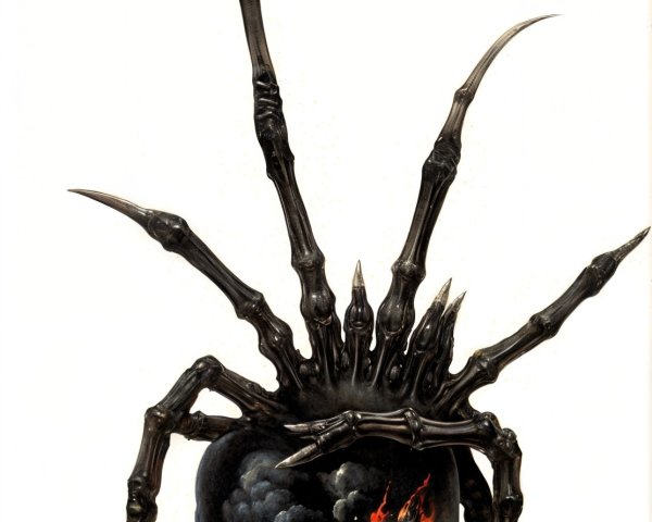 Intricate Spider Design with Fiery Elements and Horror Themes