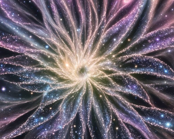 Vibrant Cosmic Scene with Swirling Galaxy and Stars
