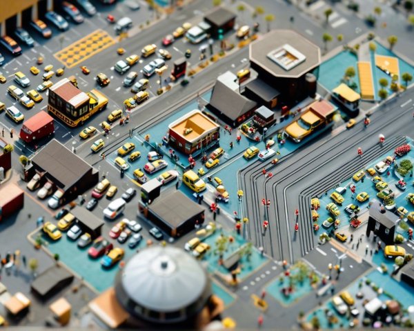 Vibrant Miniature Cityscape with Detailed Features