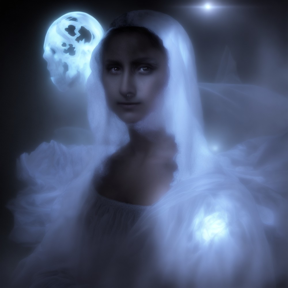 Ethereal Woman with Translucent Veil in Misty Setting