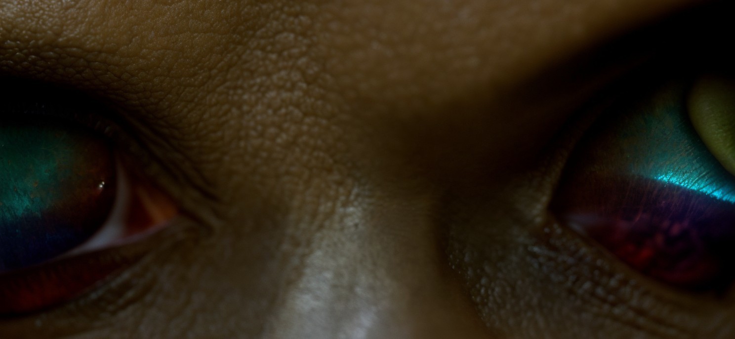 Close-Up Views of Colorful Eyes with Dramatic Shadows