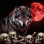 Demonic Wolf with Exposed Flesh and Human Remains