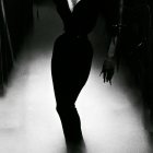 Dramatic Black-and-White Illustration of a Mysterious Woman