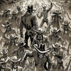 Gunslinger Faces Army of Cowboy Skeletons at Night
