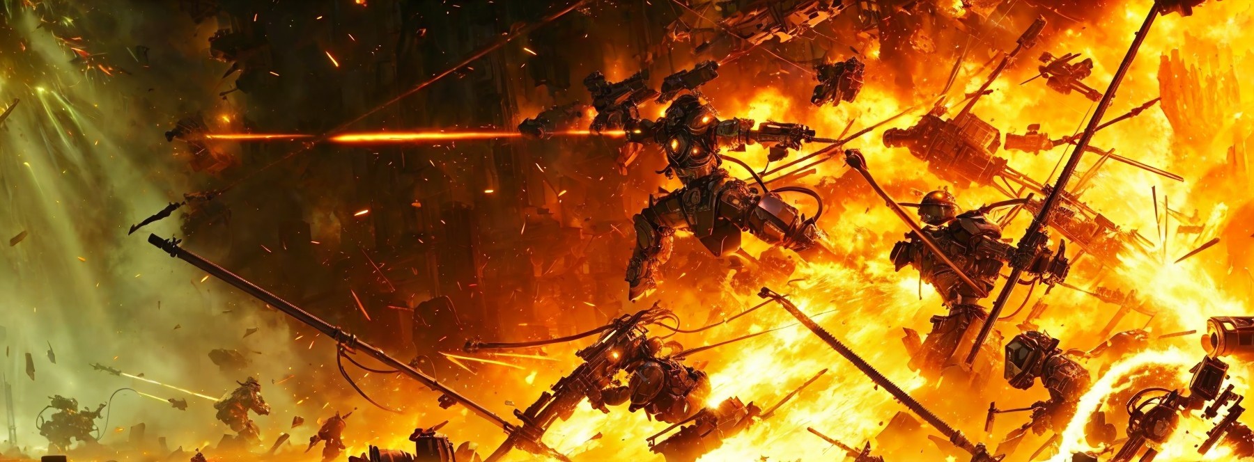 Intense Space Battle with Explosions and Laser Beams