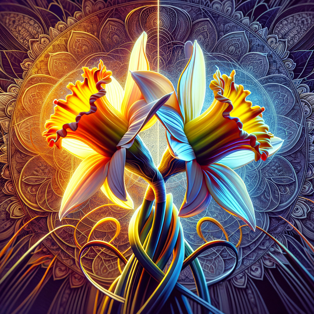 Vibrant Daffodils with Mandala Background Design