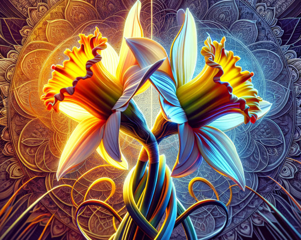 Vibrant Daffodils with Mandala Background Design