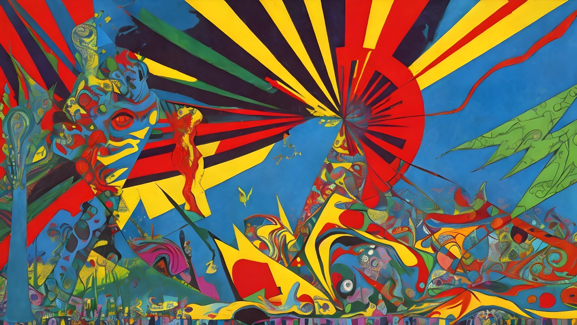 Vibrant Abstract Painting with Bold Colors and Shapes