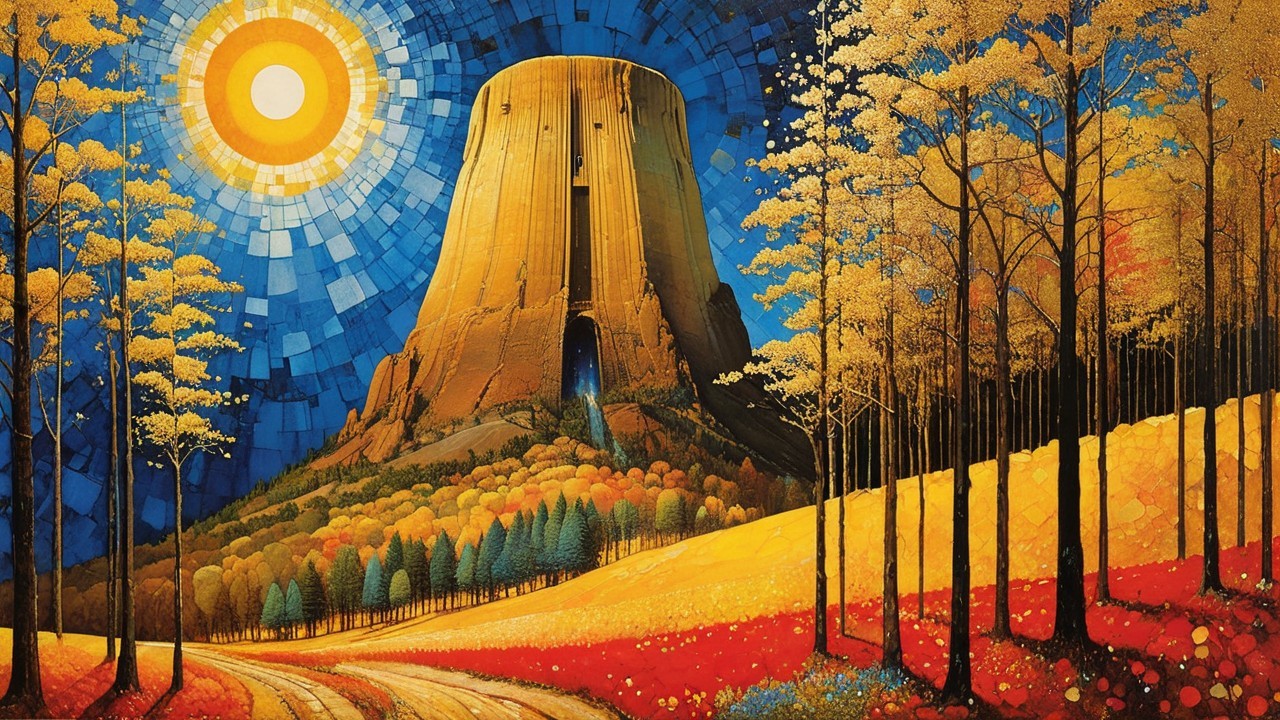 Abstract Structure in Vibrant Autumn Landscape
