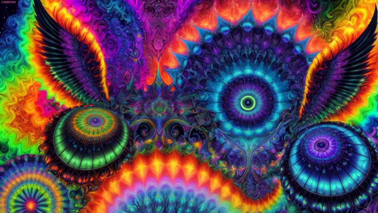 Vibrant Abstract Composition with Swirling Patterns