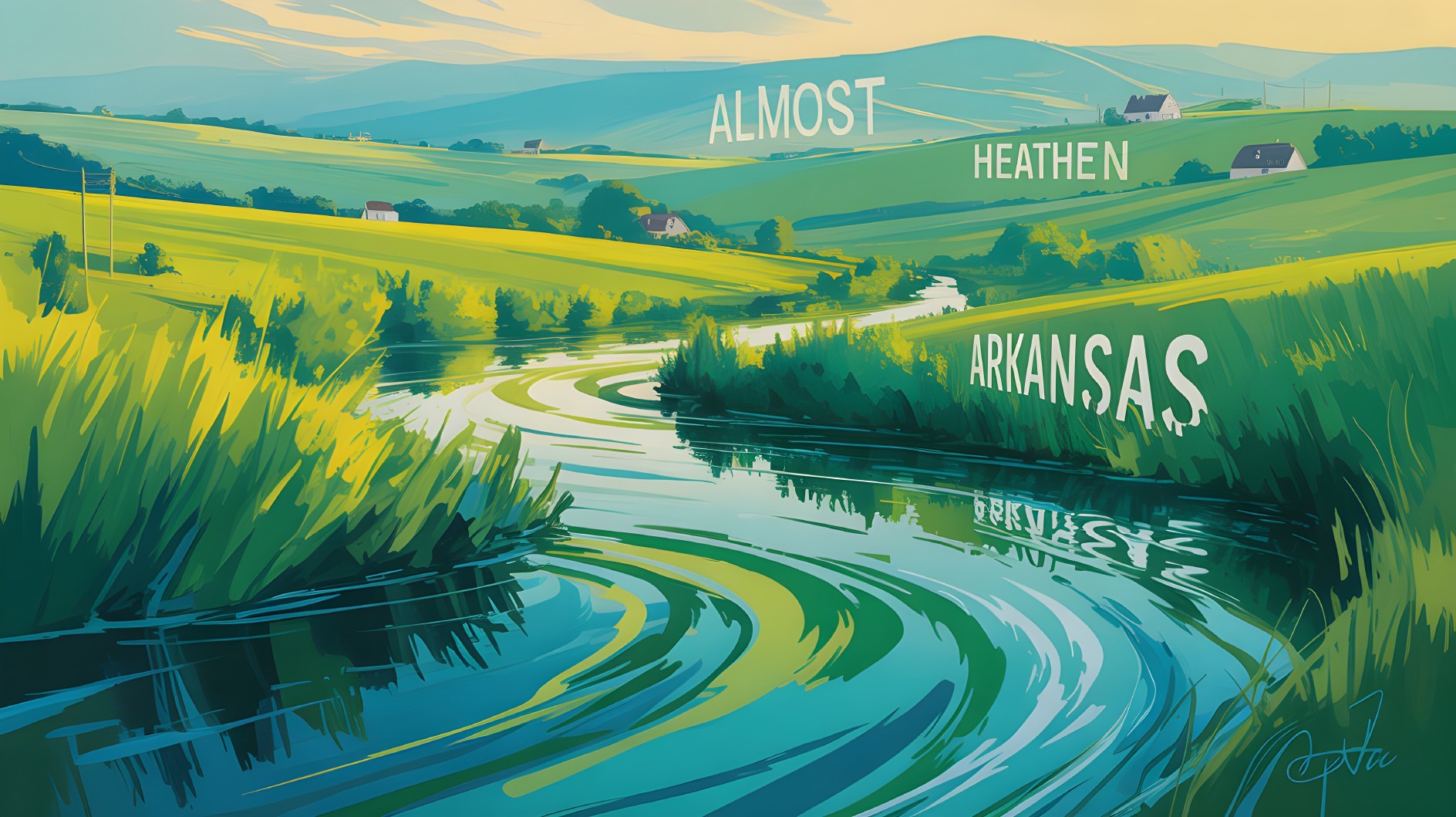 Serene Landscape with Rolling Hills and Tranquil River