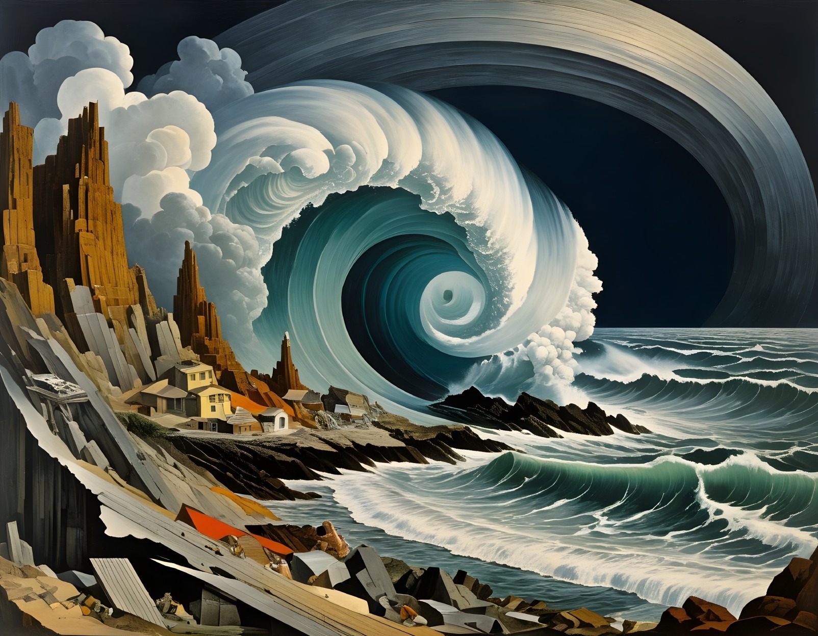 Dramatic Seascape with Colossal Wave and Cliffs