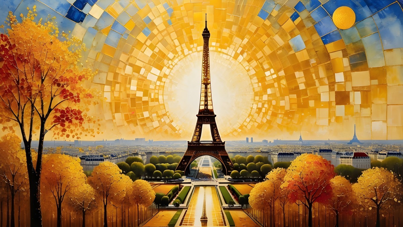Vibrant Artistic Depiction of the Eiffel Tower