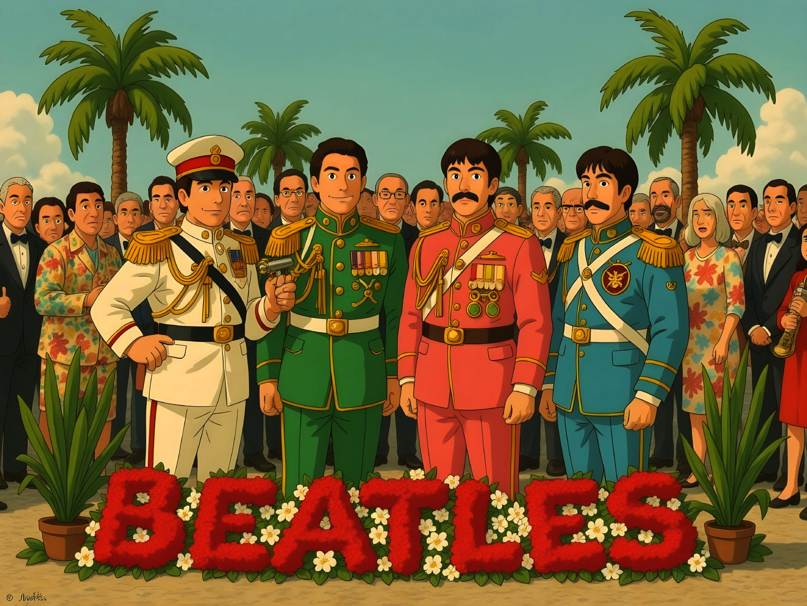 Animated Figures in Colorful Military Uniforms at Festival