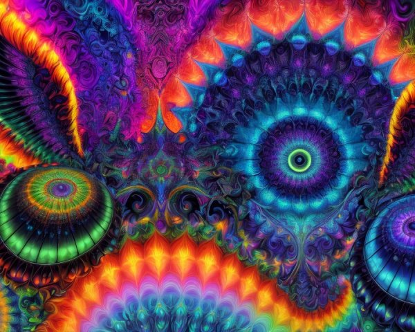 Vibrant Abstract Composition with Swirling Patterns