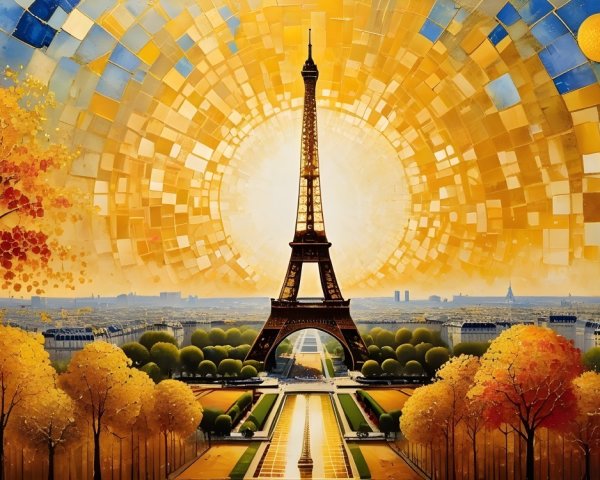 Vibrant Artistic Depiction of the Eiffel Tower