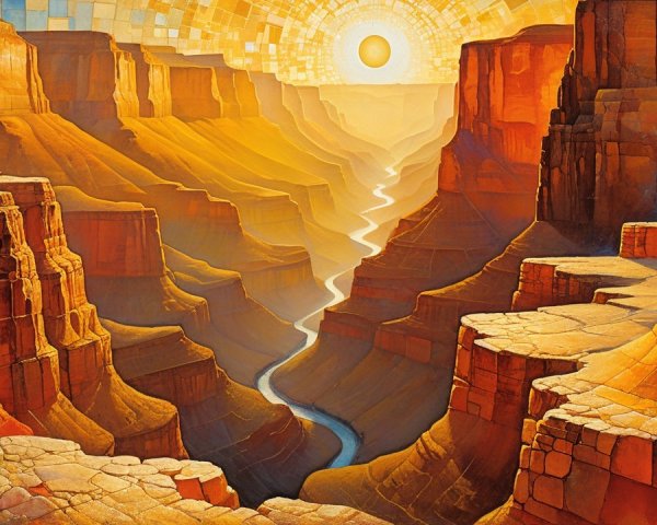 Majestic Canyon Landscape with Warm Sunrise Hues